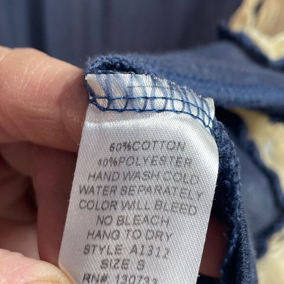 5 for $25🔥Navy Blue Knit Long Fringe Sleeveless Kimono Small - Picture 4 of 6